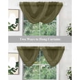 thumbnail image 4 of Olive Green Striped Sheer Waterfall Valance Curtains for Window, Vintage Stripes Ombre Rod Pocket Sheer Topper Swag Curtains for Living Room, Kitchen 38.5"W x 47.2"L, 2 Panels, 4 of 7