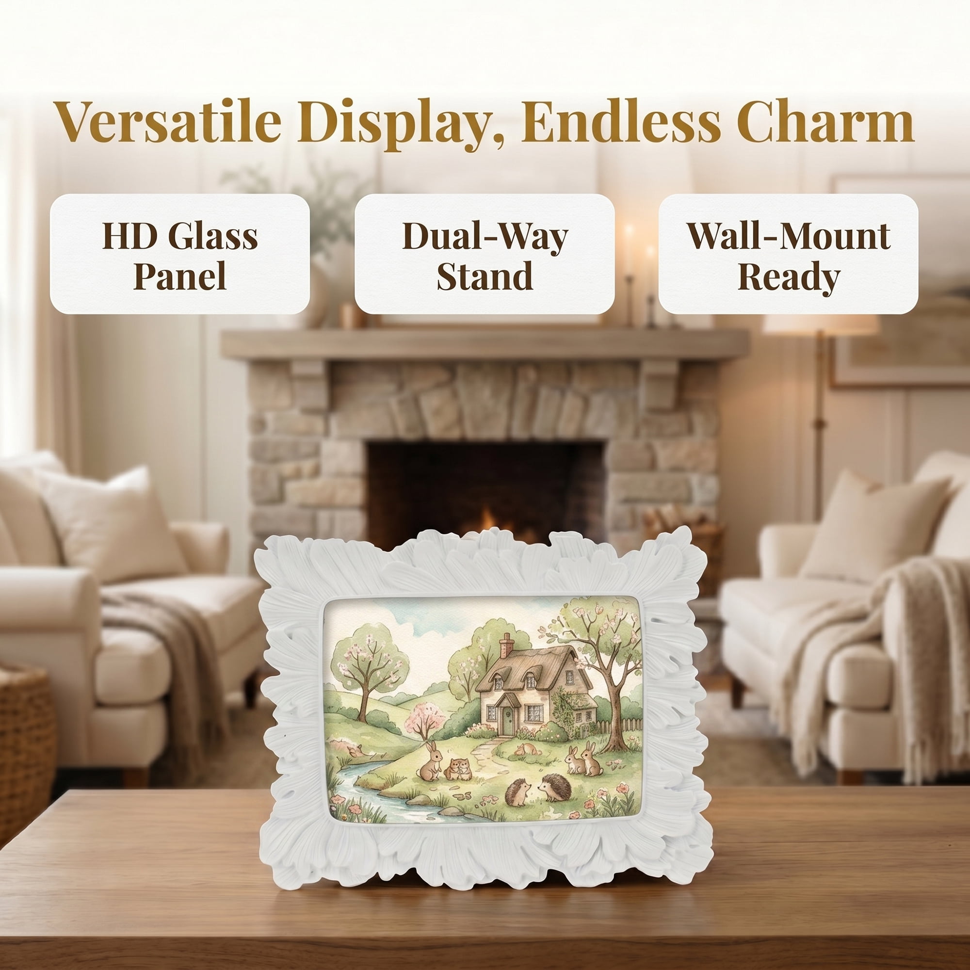 Unique Bargains Palm Leaf Resin Picture Frame for Coastal Home Decor White 5" x 7"