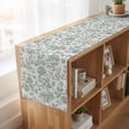 thumbnail image 6 of Turquoise Farmhouse Table Runner, Vintage Flower Leaf Botanical Plant Washable Cotton Linen Table Runners 120 Inches Long, Dresser Scarf Runner for Dining/Living Room/Kitchen/Square Tables 13''x120'', 6 of 9