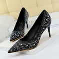thumbnail image 4 of Zapatos de tacón alto finos de novia a la moda, de lujo, puntiagudos, sexys, para noche, banquete, con diamantes de imitación, con un solo stiletto, para mujer, para oficina, 4 of 5