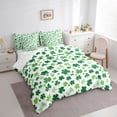 thumbnail image 3 of Homewish Four Leaf Clover 7pcs Bedding Comforter Set For Teens Female Girls,Botanical Theme Queen Bedding Sets Super Cozy,Green Plants Leaves Queen Sheet Sets,Lightweight Room Decor,Reversible, 3 of 8