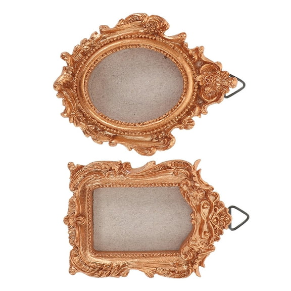 ELAYARD 2pcs Mini Metal Picture Frame Golden Rectangular Photo Display for Wedding Decor