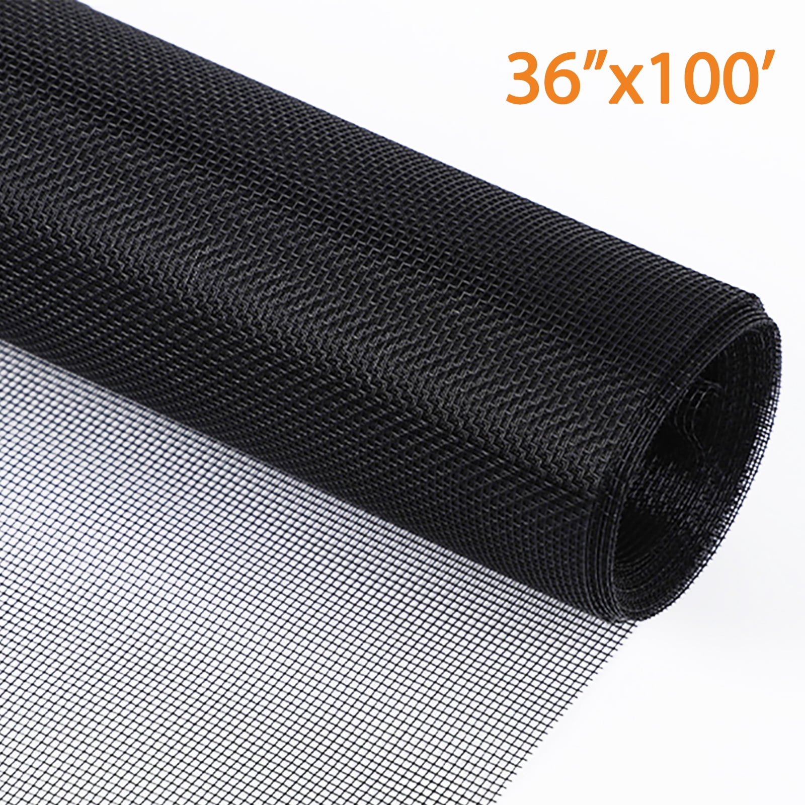 Window Fiberglass Screen Roll Screen Mesh Replacement Diy Custom for Window Doors Patio Porch, 36" x 100', Black