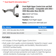 thumbnail image 2 of Front Right Upper Control Arm and Ball Joint Assembly - Compatible with 2003 - 2005 Mercedes-Benz ML350 2004, 2 of 2