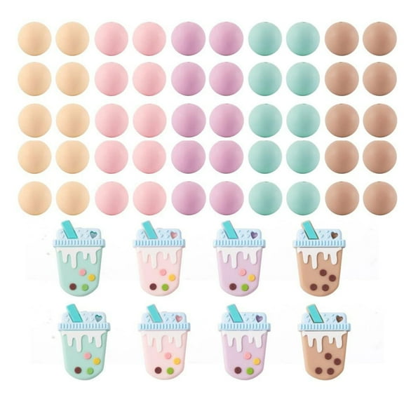 Silicone Beads for Bracelet Making Purse Pendant Making for Keychain Making Kits Milk Tea Theme