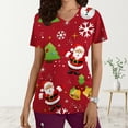 thumbnail image 2 of Luxalzxs Women's Christmas Scrub Tops Cute Print Short Sleeve V-Neck Shirts Anti Wrinkle Nursing Uniform Holiday Tops, 2 of 5
