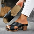 thumbnail image 2 of Mepaouo Womens Wedge Sandals Leather Dressy Walking Casual Slip on Summer Shoes Chunky Heel Slides, 2 of 6