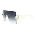 thumbnail image 3 of Womens Oversized Beveled Rimless Rectangle Mono Lens Sunglasses Gold - Smoke, 3 of 4