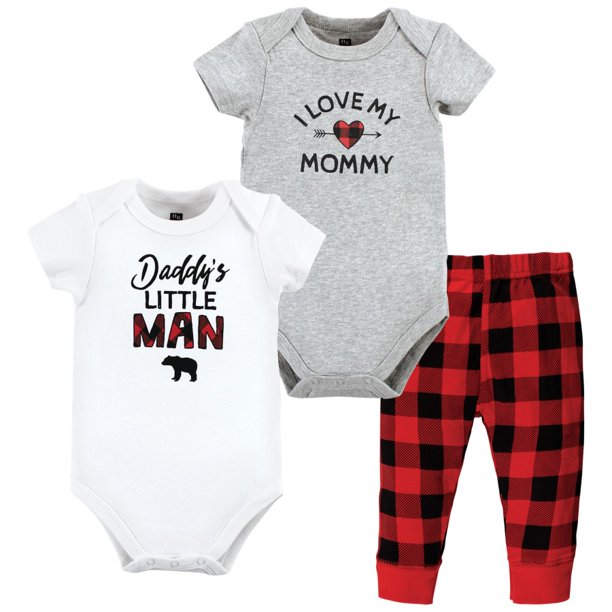 Hudson Baby Unisex Baby Cotton Bodysuit and Pant Set, Buffalo Plaid