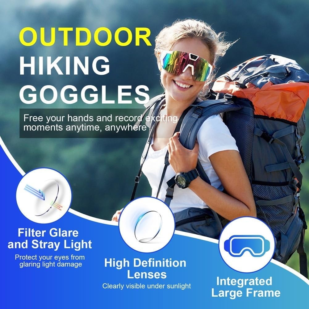 Glasses 4K Baseball Glasses with Camera Smart Camera Glasse for Men Women Sunglasses with Cameras and Audio Video Recording Glasse and WiFi Action Sports for Cycling Hiking