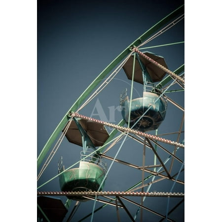 Ferris Wheel in Amusement Park on Clear Blue Sky Print Wall Art By