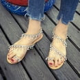 thumbnail image 6 of Eoperou Plus Size Women Rhinestone Faux Pearl Tassel Shoes Summer Clip Toe Flat Sandal, 6 of 8