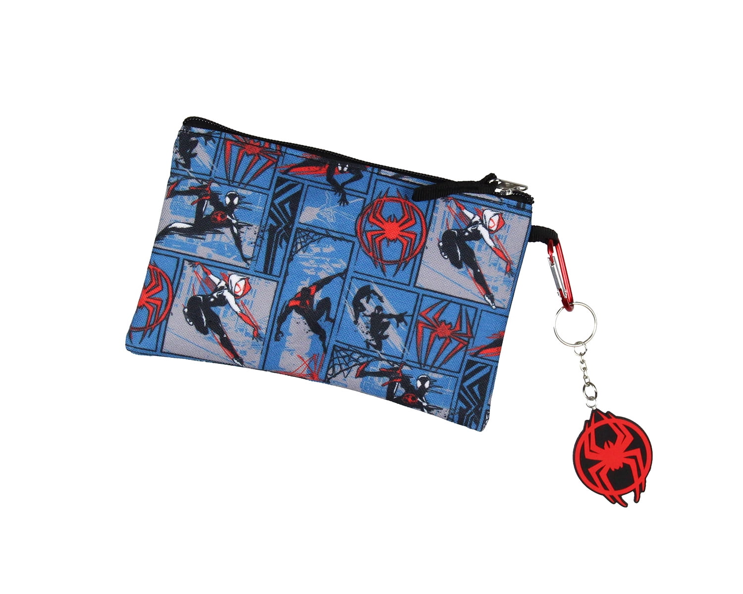Spiderman Backpack Miles Morales Lunch Box Key Chain Pencil Case Carabiner 5 pc Set 16"