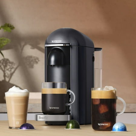 Nespresso - VertuoPlus Deluxe Black Bundle by Breville with Aeroccino3 - Piano Black