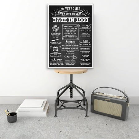 - 50Th Birthday Sign, Happy 50th Birthday Chalkboard Sign, Birthday Gift Ideas, Chalkboard Sign, 50th Birthday Backdrop, 50 Years Ago Back in 1969, Party Decor for 50th Birthday, 24x36