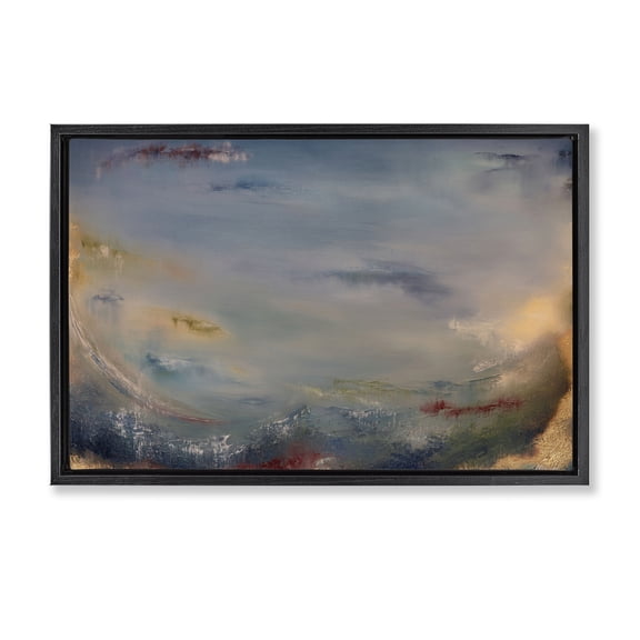 Stupell Industries Bottom Of Ocean Abstraction Abstract Painting Black Floater Framed Canvas Art Print Wall Art, 25 x 17