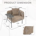 thumbnail image 4 of Lounge Accent Chair with Small Table and Pillow, Modern Upholstered Single Sofa Armchair with Side Pockets and Metal Legs, Reading Seating for Bedroom Home Office, Khaki, 4 of 11
