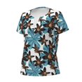 thumbnail image 2 of Naloa Lilies Flowers Print T-Shirts Short Sleeve V Neck Tees for Women Fashion Tops Trendy Lightweight Soft Casual Summer Outfits Clothes, 2 of 5