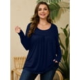 thumbnail image 2 of LARACE Womens Plus Size Long Sleeve Tops Tunic Tops Casual Floral Henley Shirts NavyBlue 3X, 2 of 7