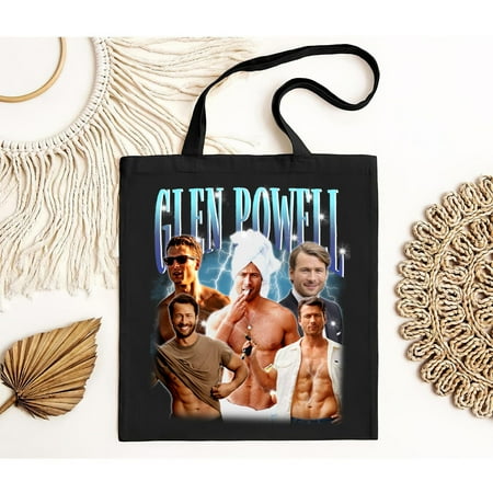 vintage mens long sleeve t Bags  Glen Powell Bag  Glen Powell Vintage TBag  Glen Powell Fan s  Glen Powell Tote Bag .-TH10323