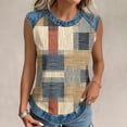 thumbnail image 4 of Trgacdwlo Plaid Womens Tank Tops Crew Neck Raglan Womens Sleeveless Shirts Patchwork Summer Beach Vintage Tunic Shirts for Women, 4 of 6