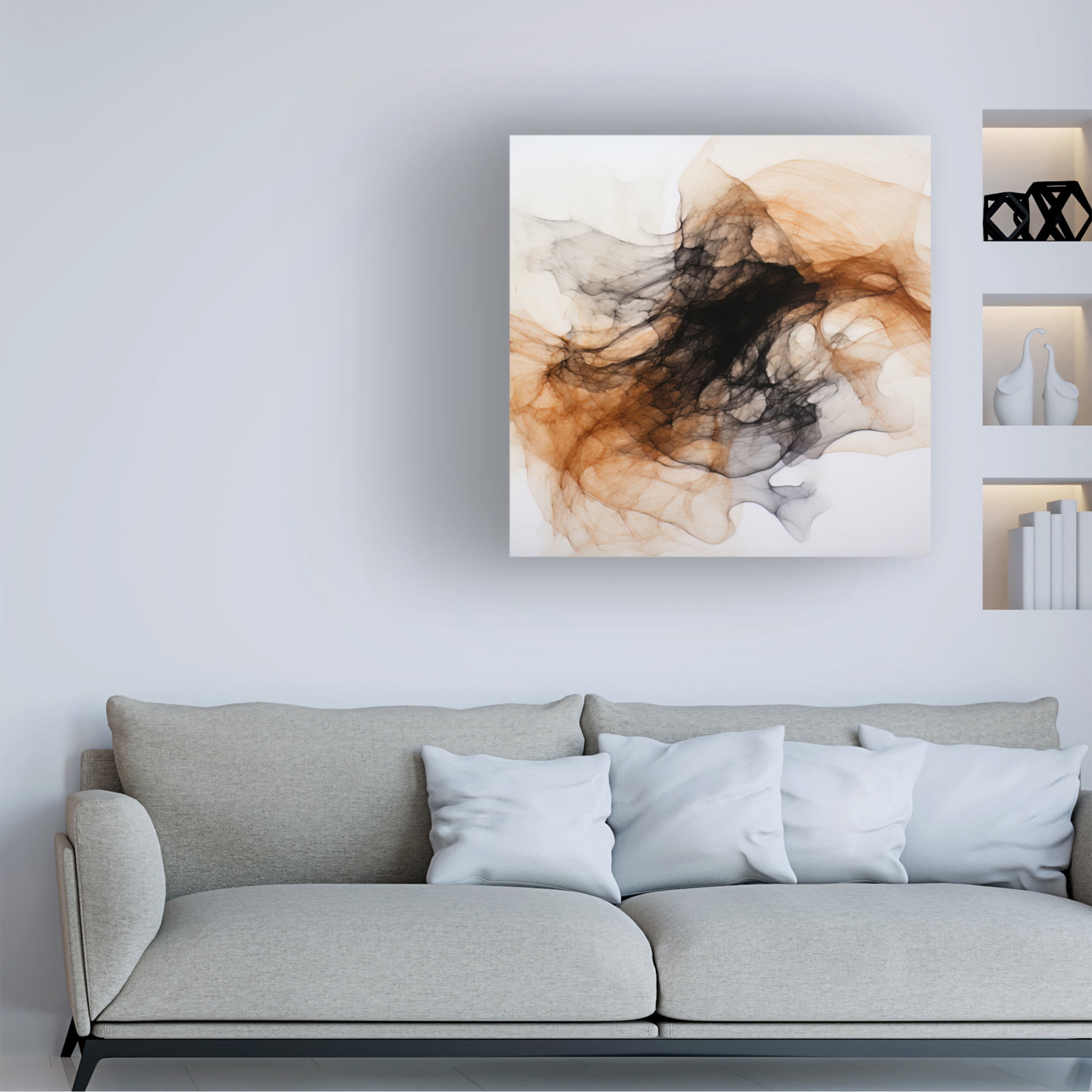 Canvas Wall Art - Bilge Paksoylu 'Dreamy Ink 3' Wall Art for Living Room, Bedroom, or Office D?cor by Trademark Fine Art - 14 x 14 Inches