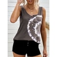 thumbnail image 3 of Uhndy Women's Tank Top Scoop Neck Button Down Sleeveless Tie Dye Print Shirts Blouses Brown XL, 3 of 4