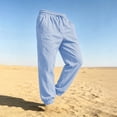 thumbnail image 4 of Dresfit Mens Linen Pants Drawsring Elastic Waist Sweatpants Baggy Straight Leg Yoga Joggers Relax Fit Loose Breathable Beach Trousers with Pockets L, 4 of 9