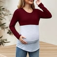thumbnail image 5 of Ohufall Long Sleeve Maternity Tops for Women Fashion Colorblock Stripe Printed Crew Neck Nursing Shirts Women's Casual Pregnancy Clothes for Breastfeeding, 5 of 7