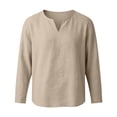 thumbnail image 6 of Guluxicc Linen Shirts for Men V Neck Long Sleeve Vacation Outfit Classic Fit Summer Casual Baach Shirts, 6 of 7