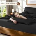thumbnail image 5 of Baauye 100% Cotton Sheet Set, 1000 Thread Count Durable 4-Piece Bed Sheets with 16" Deep Pocket, California King, Black, 5 of 8