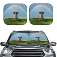 thumbnail image 2 of Xecao Elephant Dog Sitting Under The Rainbow for Foldable Car Sun Shades (2-Pack) offer sun protection with an easy-fold design for convenient windshield shading., 2 of 7