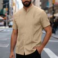 thumbnail image 2 of Men’s Short Sleeve Cotton Linen Shirt Summer Beach Casual Top, 2 of 9