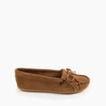 thumbnail image 2 of Minnetonka Women's Kilty Suede Hardsole Moccasin, Dusty Brown, 12 M US, 2 of 6
