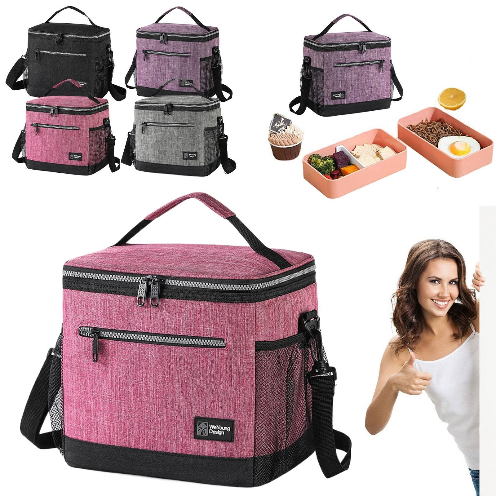 XSCPXTT Insulated Lunch Box Men Women, Lunch Bag for Work School, Leakproof Soft Cooler Tote Adult, Large Lunch Pail , Picnic Beach Food Bag with Shoulder Strap Black