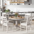 thumbnail image 2 of Noble House Horizon 5-Piece Retro Dining Set,Wood Round Extendable Table with 4 Upholstered Chairs,White, 2 of 16