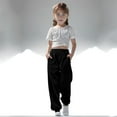 thumbnail image 6 of Htigea Clearance Girls Sweatpants Kids Drawstring Joggers Athletic Pants with Pockets for Teen Girls under 10 Black,7 Years, 6 of 6