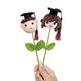 thumbnail image 5 of OIUR Graduates Crochet Flower Bouquet Graduation Hat Cartoon Boy Girl Dog Handmade Knitting Flower Branch Grad Parties Home Decoration, 5 of 7