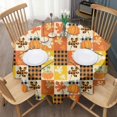 thumbnail image 3 of Fall Pumpkins Leaves Pattern Round Tablecloth 60" X 60",Wrinkle Wipeable Table Cloth for Kitchen Dining Room Picnic Patio Party, 3 of 6