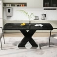 thumbnail image 2 of Square Modern Dining Table, Stretchable Black Marble Table Top, & Metal, 47.24"-61.19"l, 220 Lbs Load Marble Surface, Steel, 61.19 In. Depth, 2 of 6
