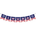 thumbnail image 2 of Juego de decoraciones para fiesta del Día de la Independencia con flores de abanico de papel, banderas de estrellas, globos rojos, blancos y azules, mantel y banderines para celebraciones de julio., 2 of 6