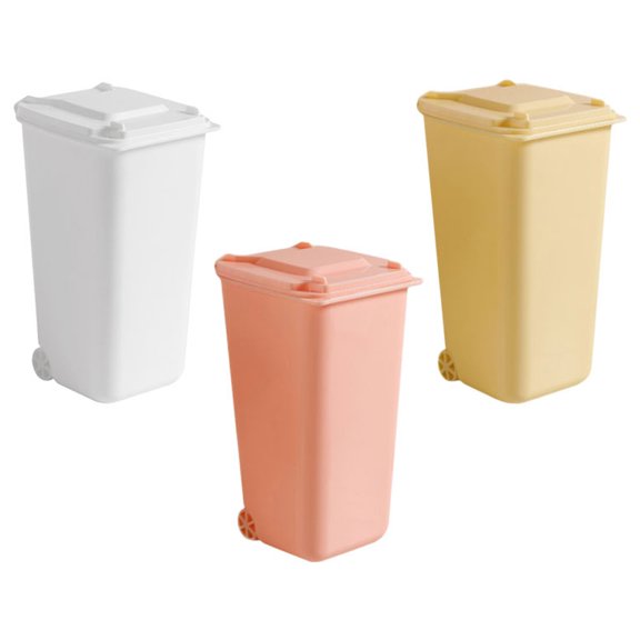 WHAMVOX  3 Pcs Toy Garbage Cans Mini Trash for Desk Desktop with Lid Wastepaper Office