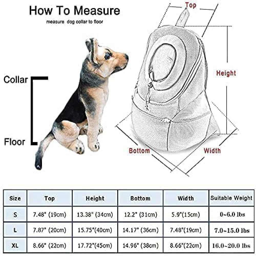 papipet Pet Dog Carrier Backpacks Puppy Dog Hike Travel Front Pack with Breathable Head Out Backpack Carriers for Small Medium Dogs Cats Rabbits