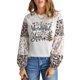 thumbnail image 4 of ABPHQTO Camiseta de manga larga con estampado de leopardo y temporada navideña maravillosa beige para mujer, 4 of 5