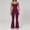 Purple, variant on PISONIC Workout Sets for Women, 2 Piece Seamless Spaghetti Straps Crop Top Matching High Waist Flare Leggings Gym Yoga Outfits