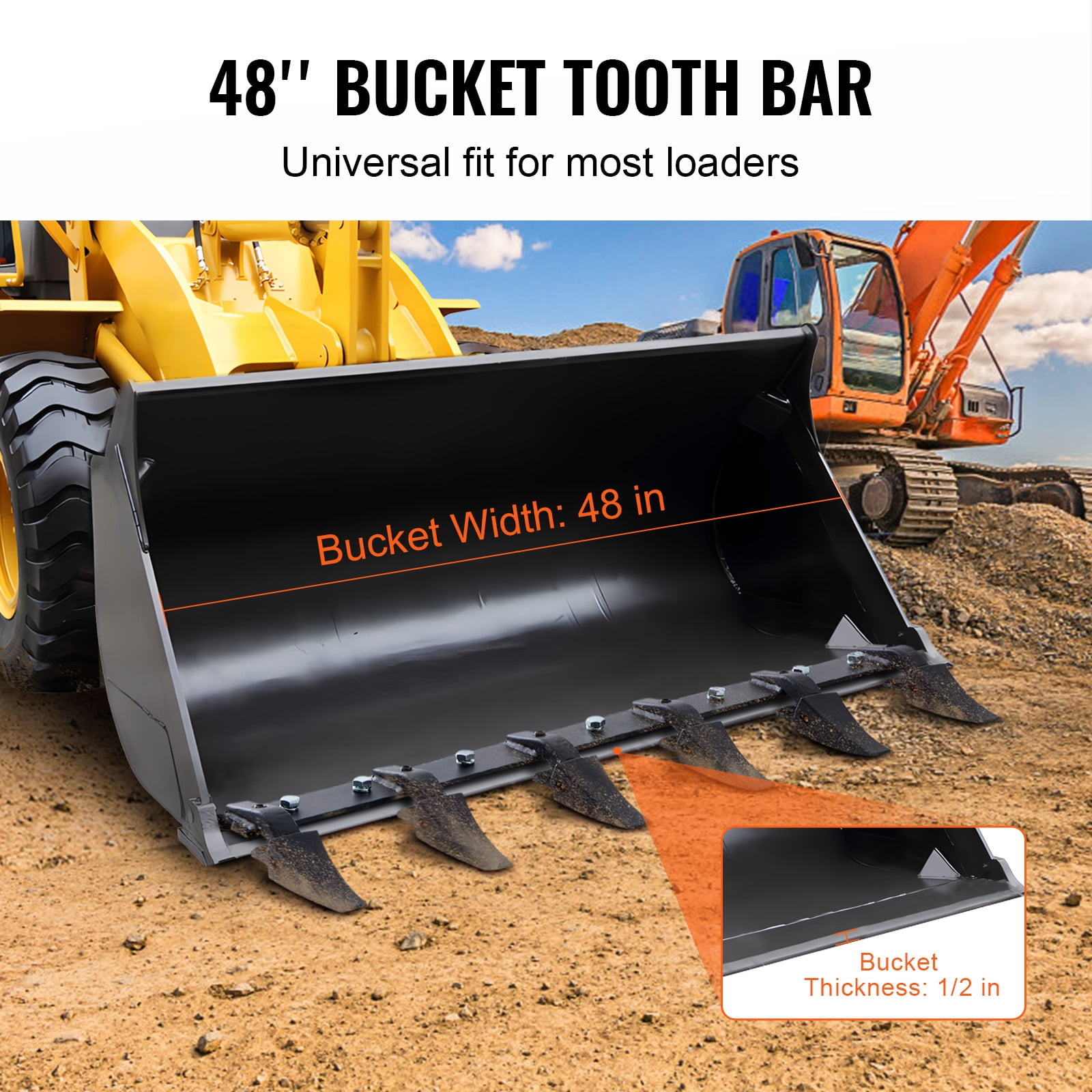 KFFKFF 48" Rack Tractor Lower Bucket 6 Teeth Bar 4560 lb. Load Capacity