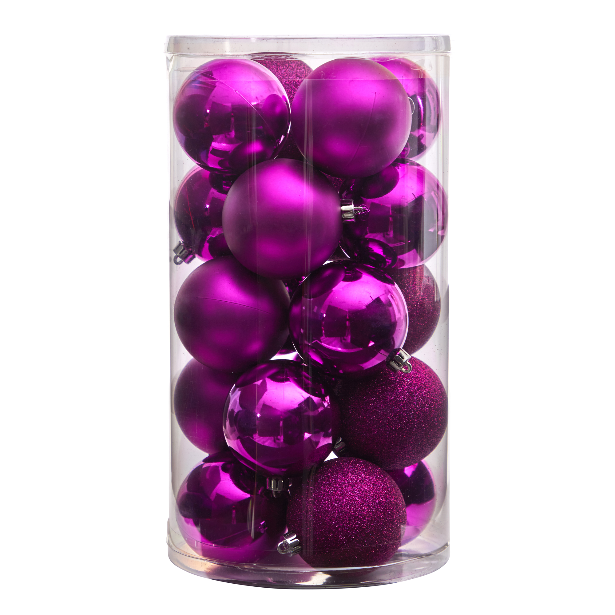 Nearly Natural Pink Plastic Holiday Christmas 3" Shatterproof Ornament Set, 20 Count