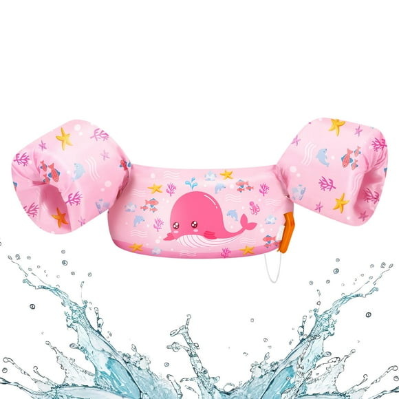 Chaleco de natación HeySplash para niños de 9 a 23 kg con correa ajustable, color rosa