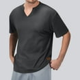 thumbnail image 4 of Lmnyox Men's Short Sleeve Shirt Solid Color Casual Basic Summer T Shirt Ribbed V Neck Loose Tees Tops, 4 of 5