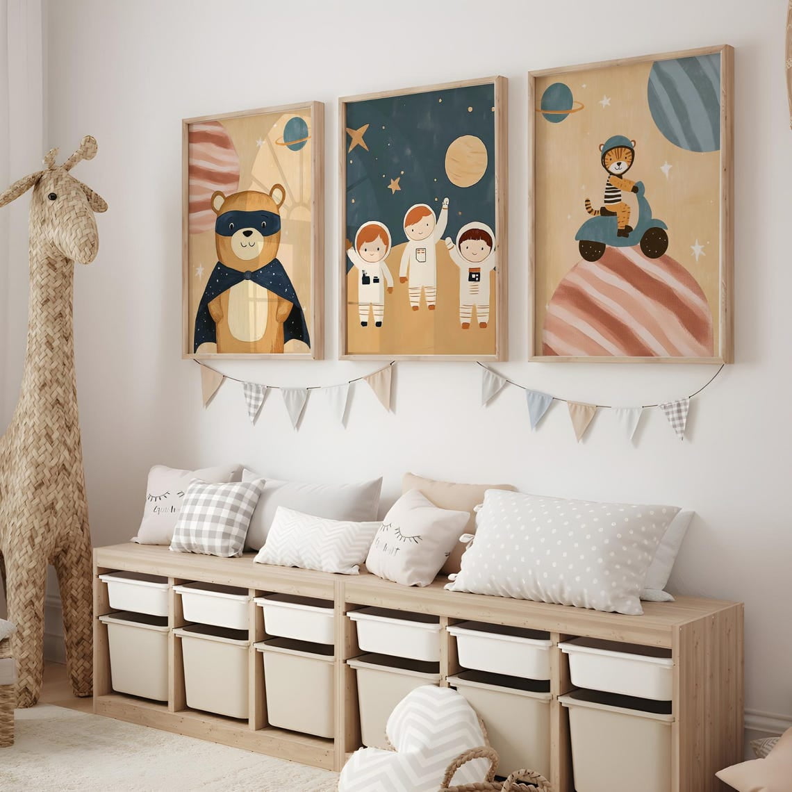 Nursery Wall Art Animal Nursery Prints Illustration Baby Room Toddler Decor, Poster Only